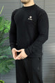Lro Piana Designer Textured Imported Round Neck Men's Sweater In Black