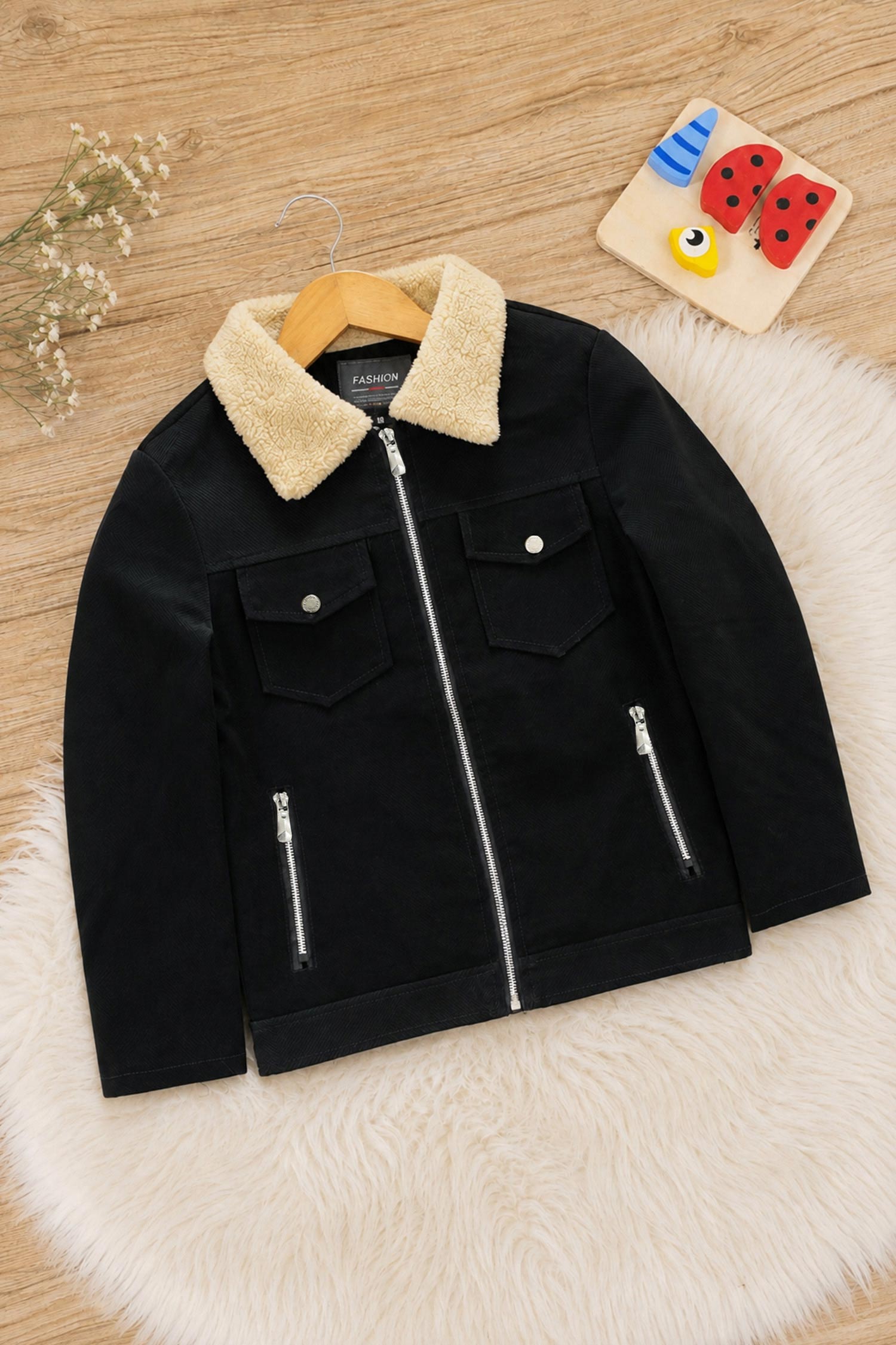 Relaxed Fit Imported Kid's Suede Leather Jacket