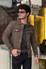 Block Pattern Imported Men's Woolen Jacket