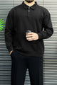 Turbo Athleisure Collared Style Imported Men's Sweatshirt In Black