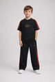 Alo Trendy Side Panel Stripe Younger Kids Tracksuit In Black