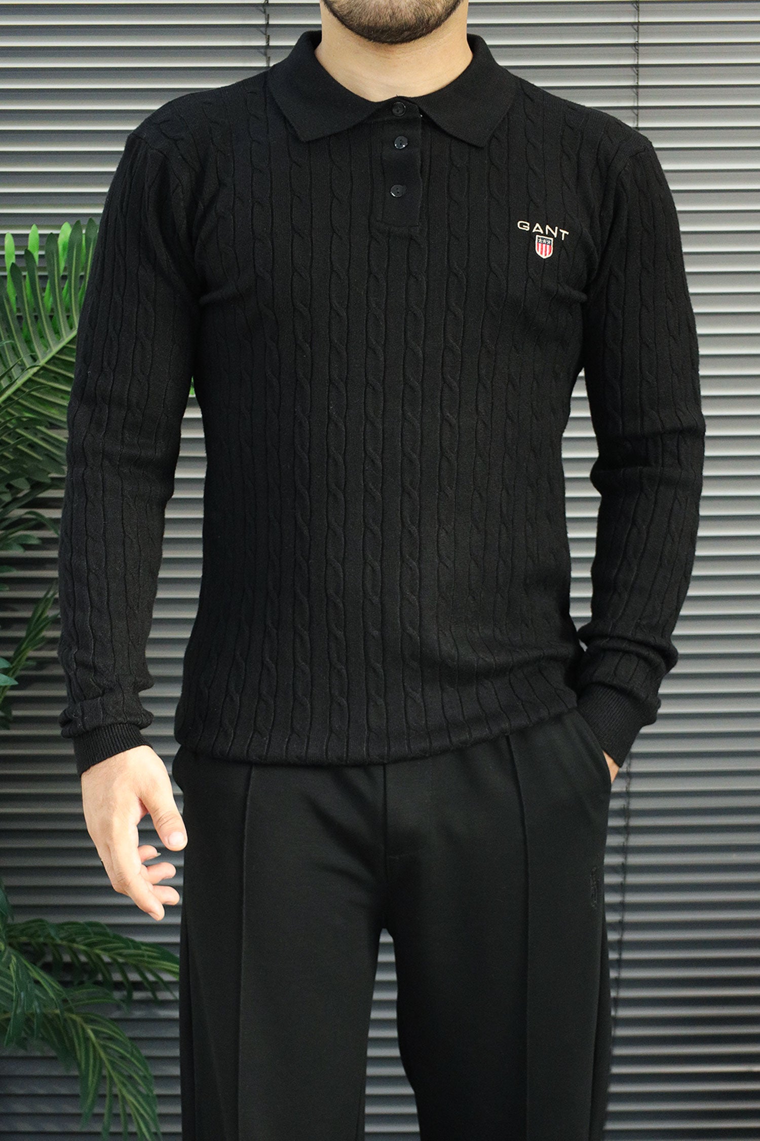 Gnt Cable-Knit Texture Pattern Imported Men's Sweater