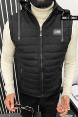 Quilted Pattern Double Side Imported Men's Gilet In Black