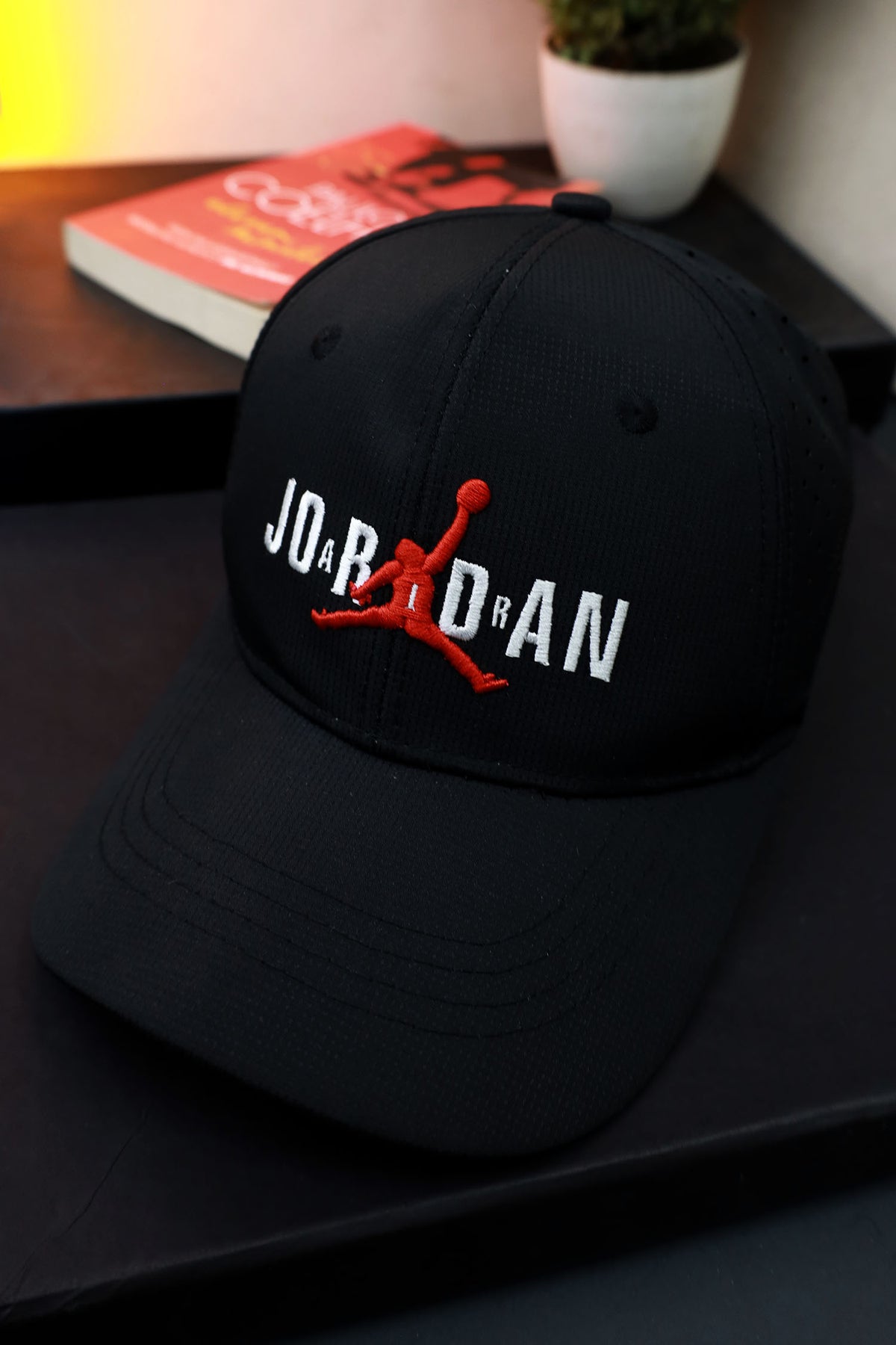 Jrdn Embroidered Slogan Cotton Cap In Black