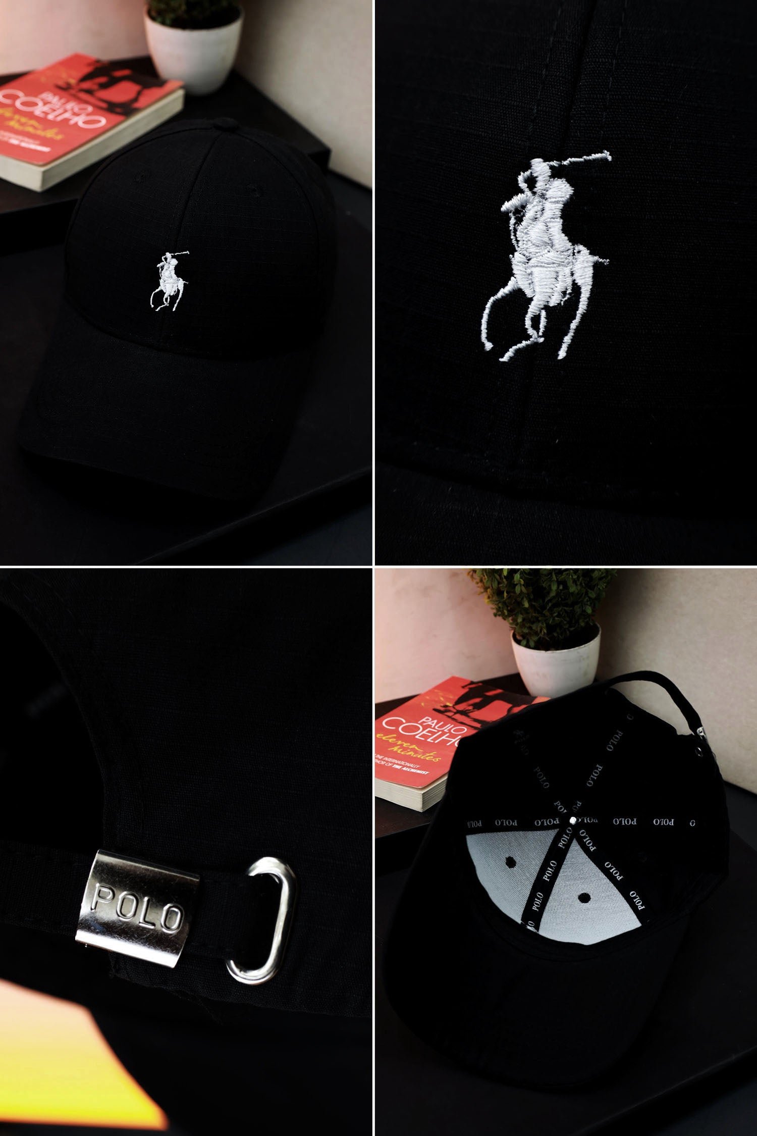 Polo Embroidered Logo Cotton Cap In Black