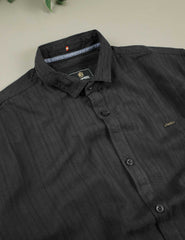 Turbo Billy Textured Knit Long Sleeve Cotton Casual Shirt In Black