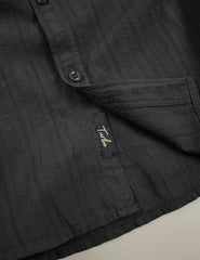 Turbo Billy Textured Knit Long Sleeve Cotton Casual Shirt In Black