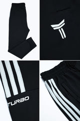 Turbo Straight Side Stripes Dry-FiT Sportswear Trouser in Black