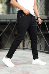 Plain Turbo Ankle Fit Jeans In Black