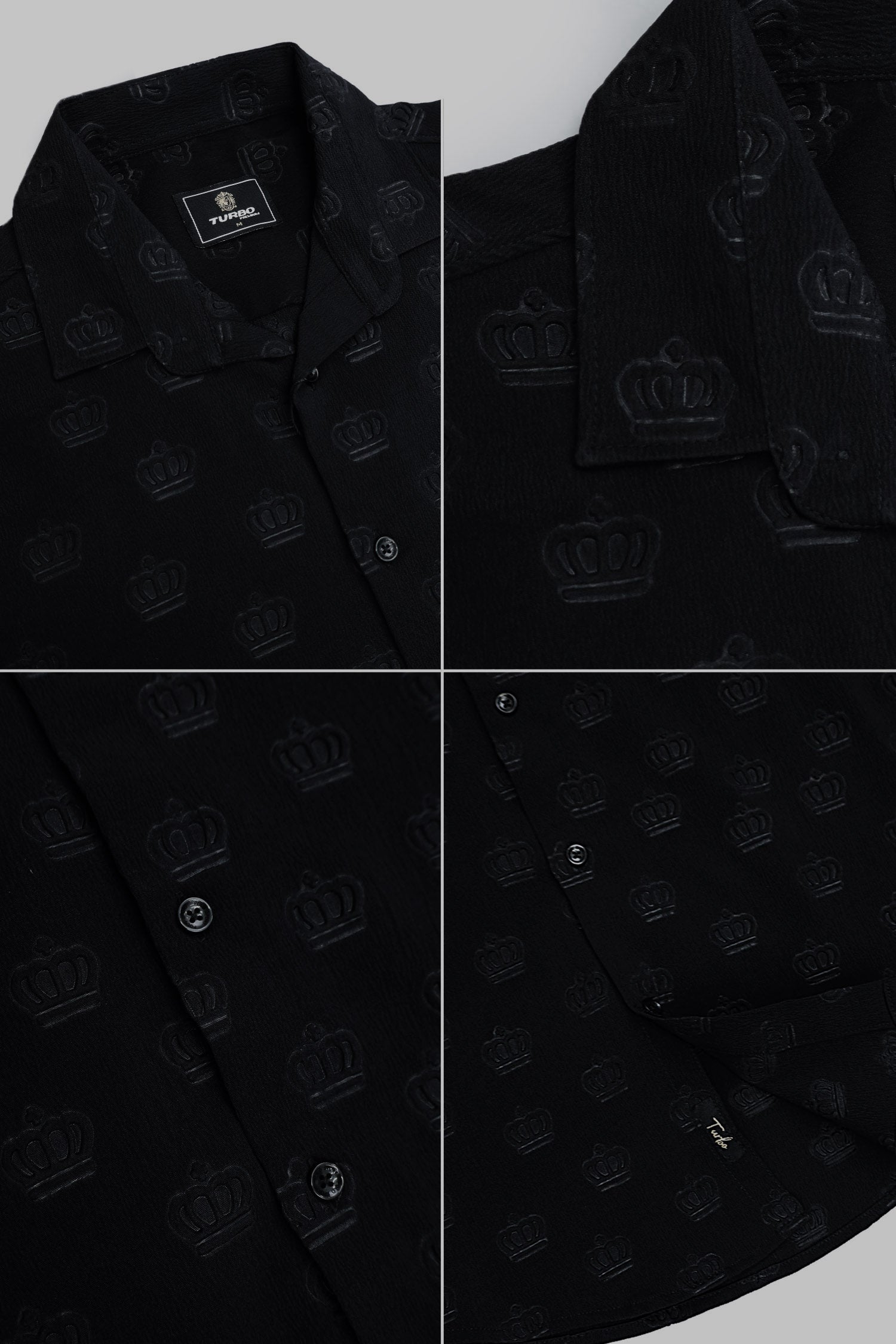 Embossed Crown All Over Casual Shirt In Black