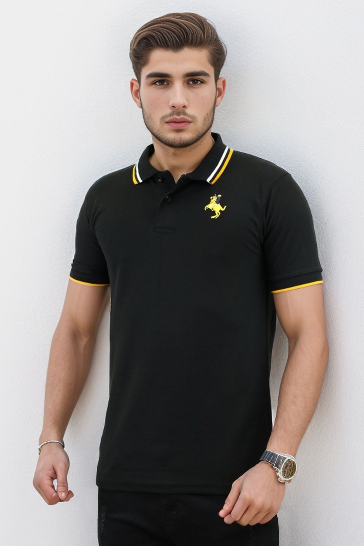 Giordno Collar Stripe Men's Polo Shirt