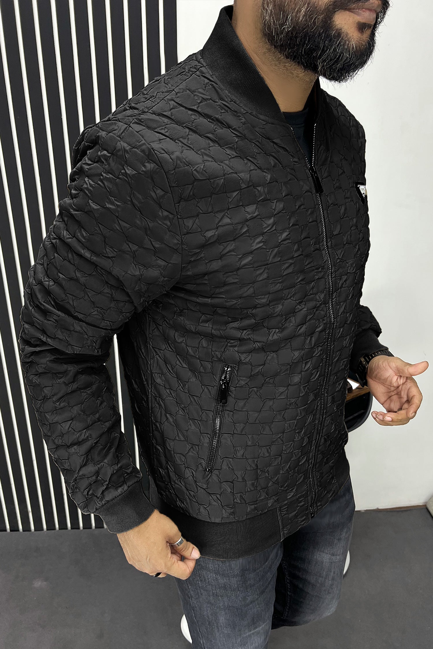 Pattern Embossed Men's Imported Light Weight Jacket