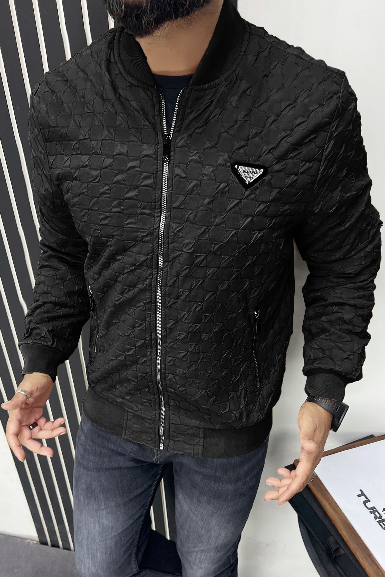 Pattern Embossed Men's Imported Light Weight Jacket