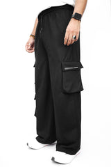 Turbo 6 Flap Pockets Concept Imp Cotton Blend Cargo Trouser In Black