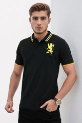 Giordno 3D Lion Striped Men's Polo Shirt