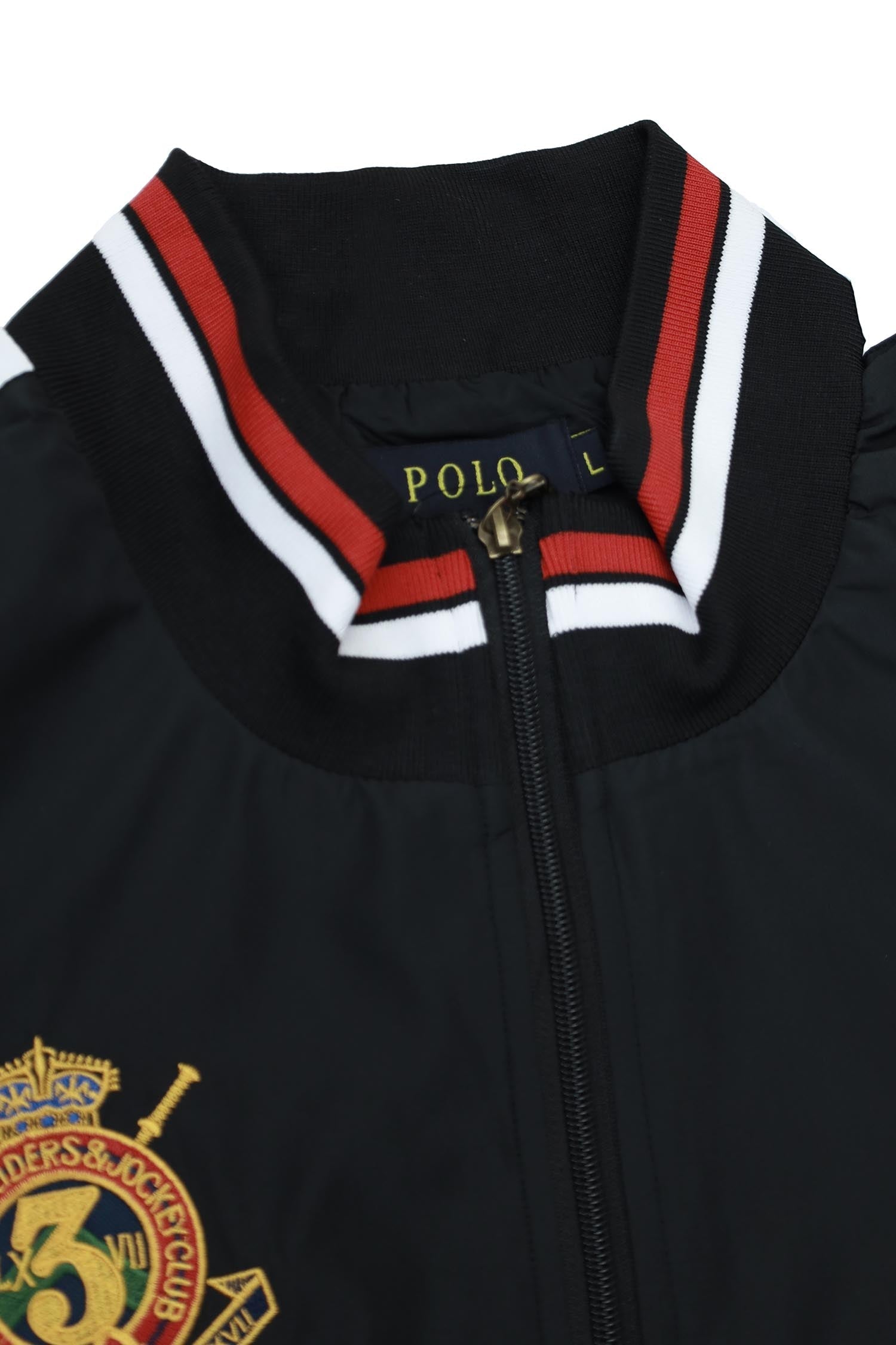 Polo Front Embroidered Logo Zipper Tracksuit In Black