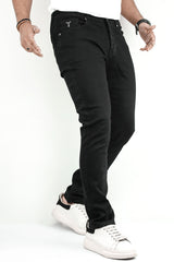 Plain Turbo Slim Fit Jeans In Black