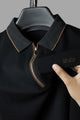 Turbo Studiofit Detailed Zip Collar Men's Polo Shirt In Black