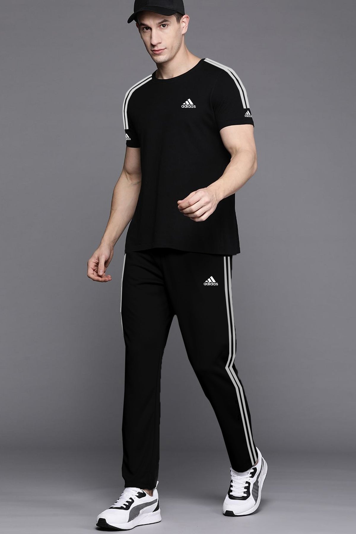 Adds Premium Tri-Line Quick-Dry Tracksuit In Black