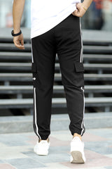 Adds Micro Stripes Slimfit Imported Sportswear Trouser In Black