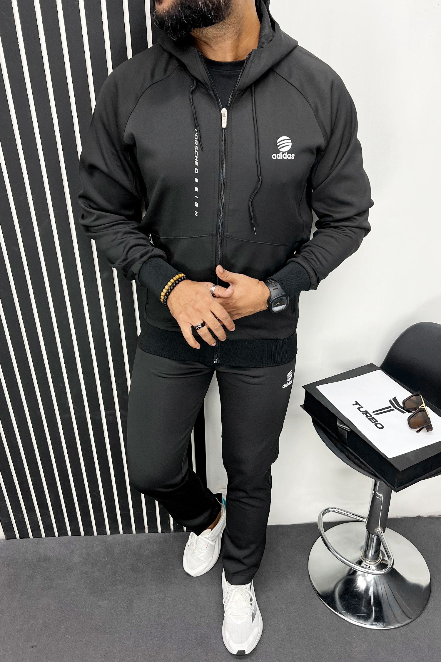 Adds Porsche Design Sportswear Men Zipper Tracksuit