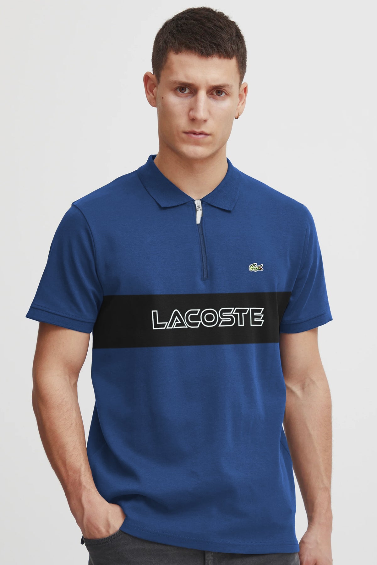 Lcste Color-Block Panel Men's Polo Shirt