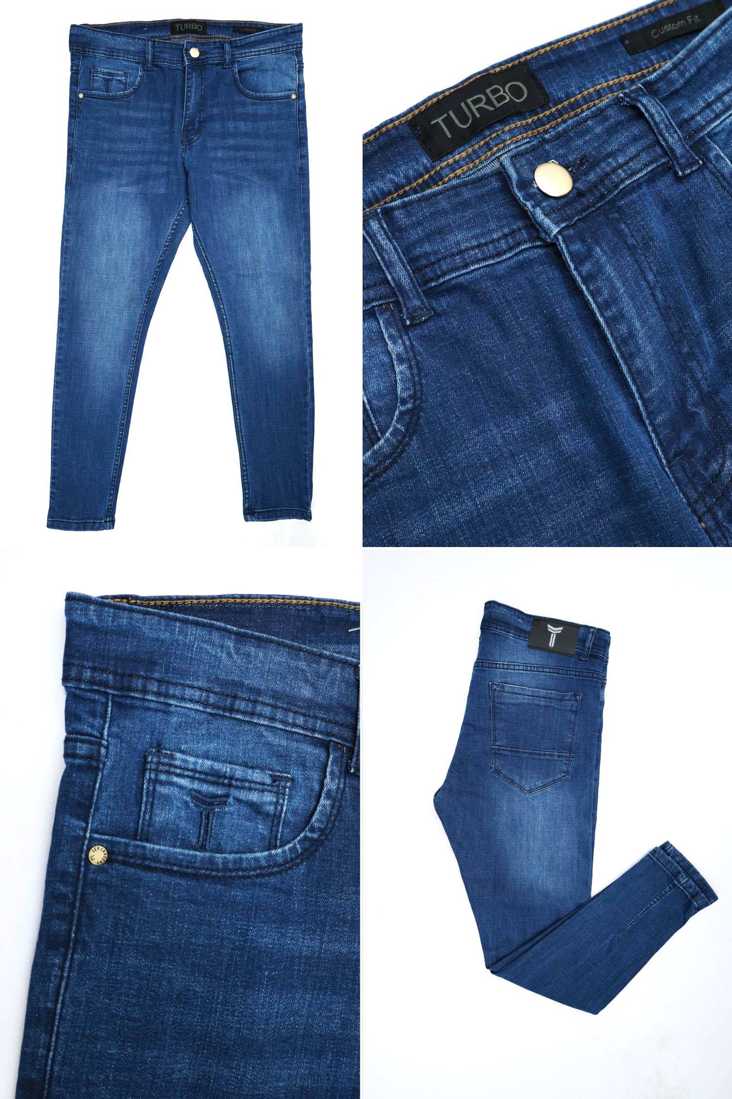 Light Faded Slim Fit Turbo Jeans In Blue