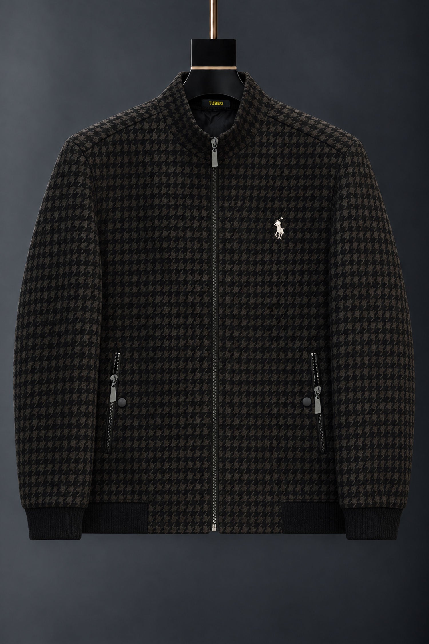 Turbo x Polo Club Self Design Imported Men's Wool Jacket In Black & Coffee