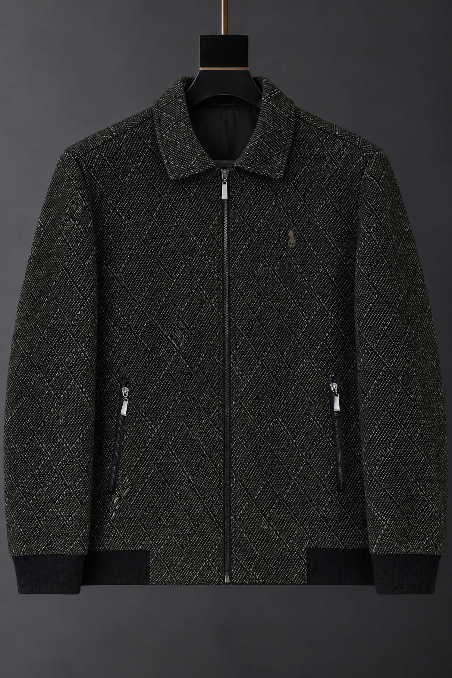 Turbo x Polo Diamond Patterned Imported Men's Wool Jacket In Black & Coffee