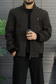 Turbo x Polo Club Self Design Imported Men's Wool Jacket In Black & Coffee
