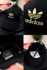 Adds Embroidered Logo Cotton Cap In Black&Golden