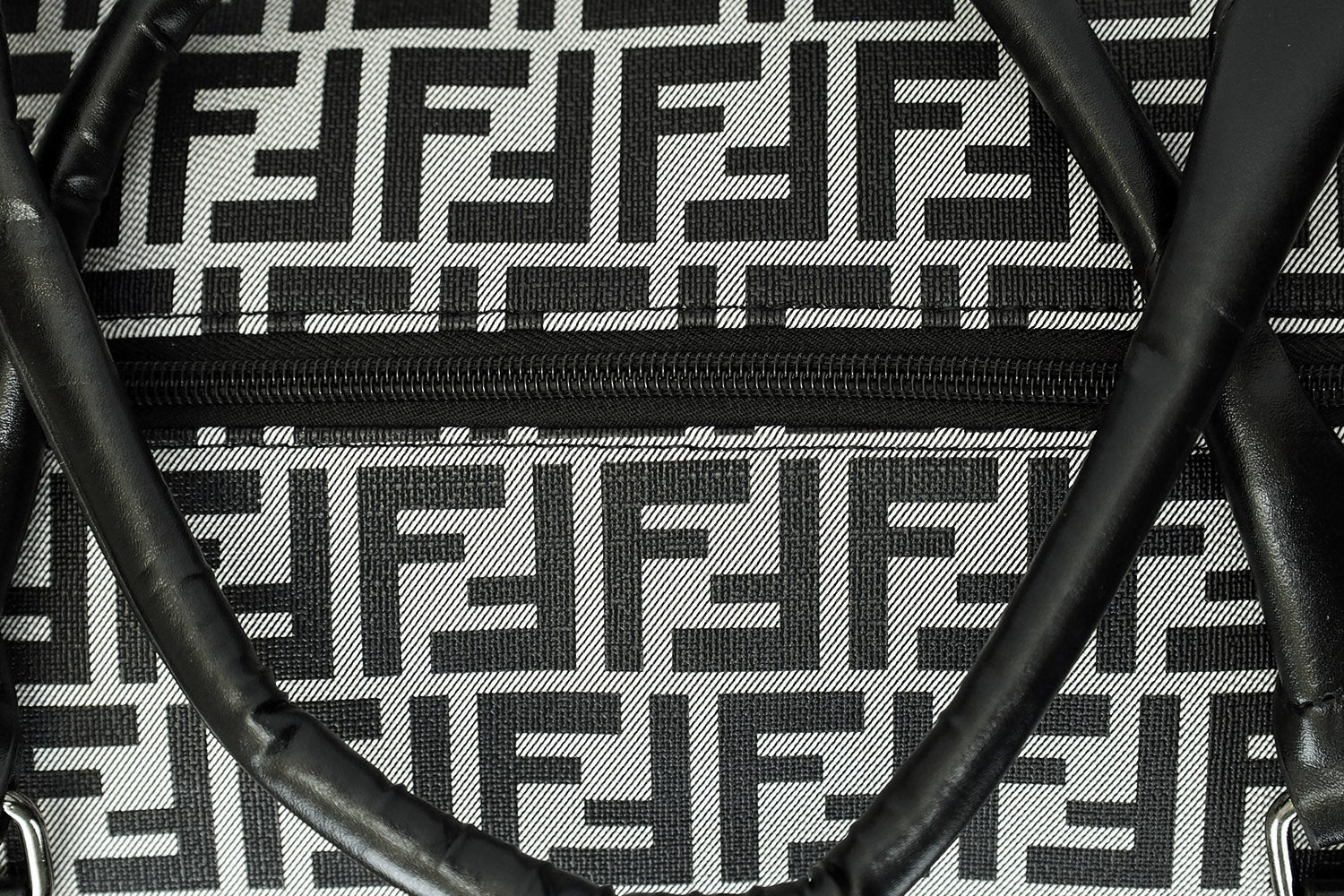 Fndi Imported All Over print Travel bag in Black & Silver