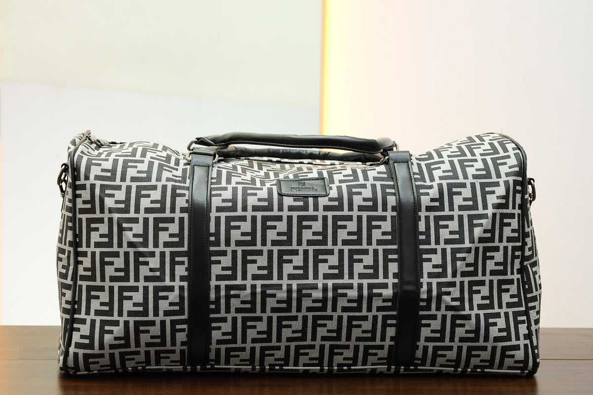 Fndi Imported All Over print Travel bag in Black & Silver