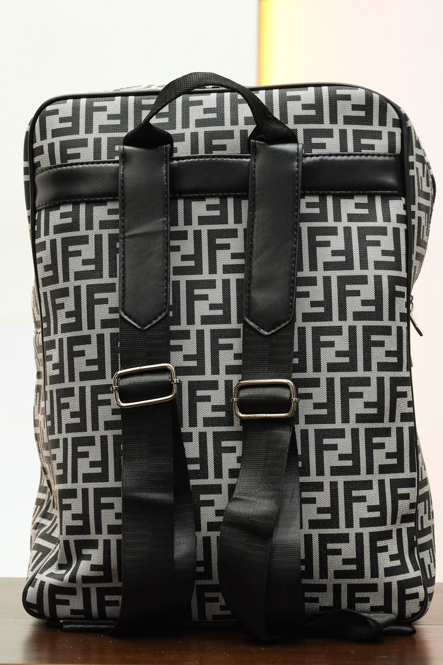 Fndi All Over print Backpack in Black & Silver