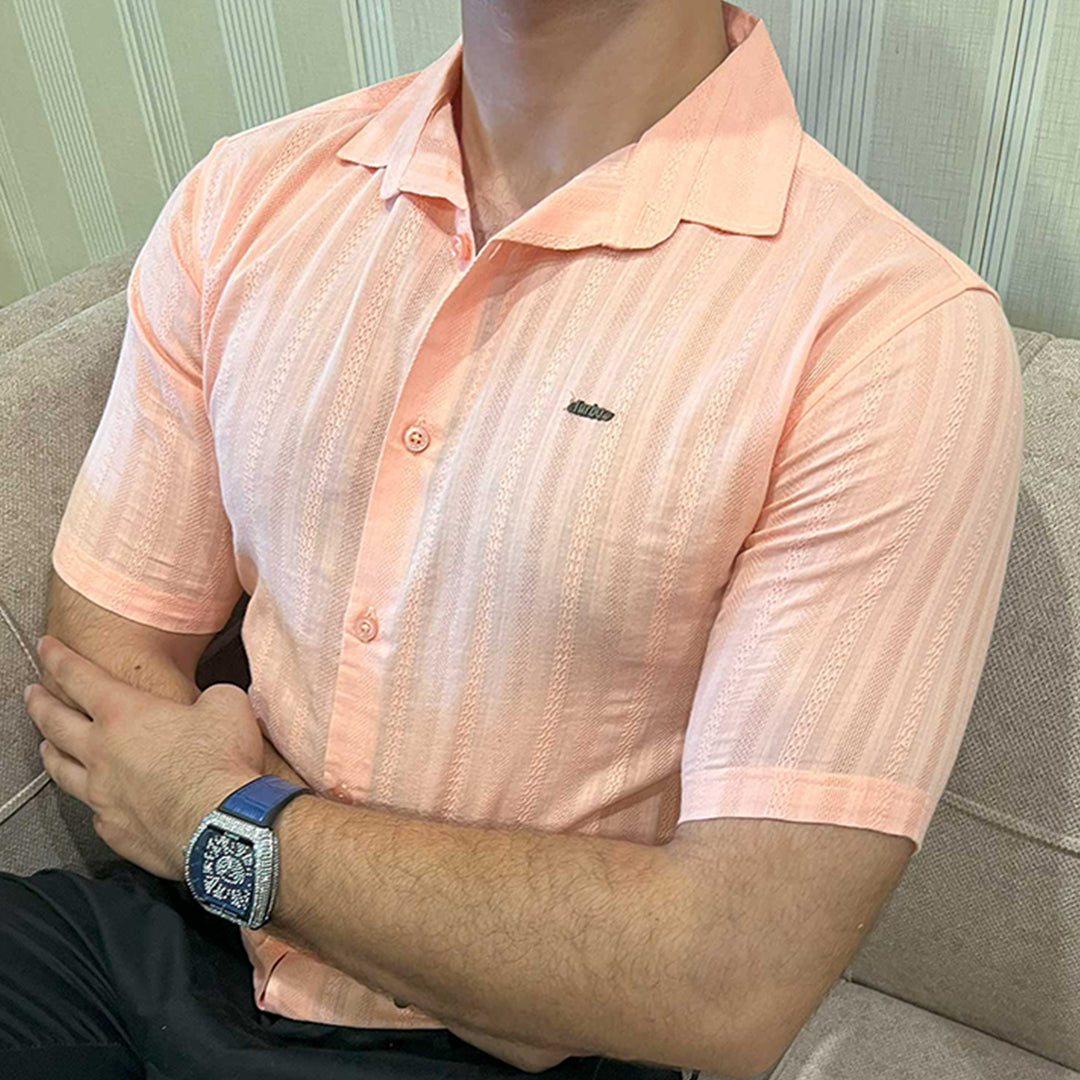 Turbo Endless Cool Embossed Casual Shirt In Baby Pink