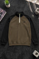 Polo Color-Block Quarter Zip Imported Mock Neck Men's Sweatshirt In Brown