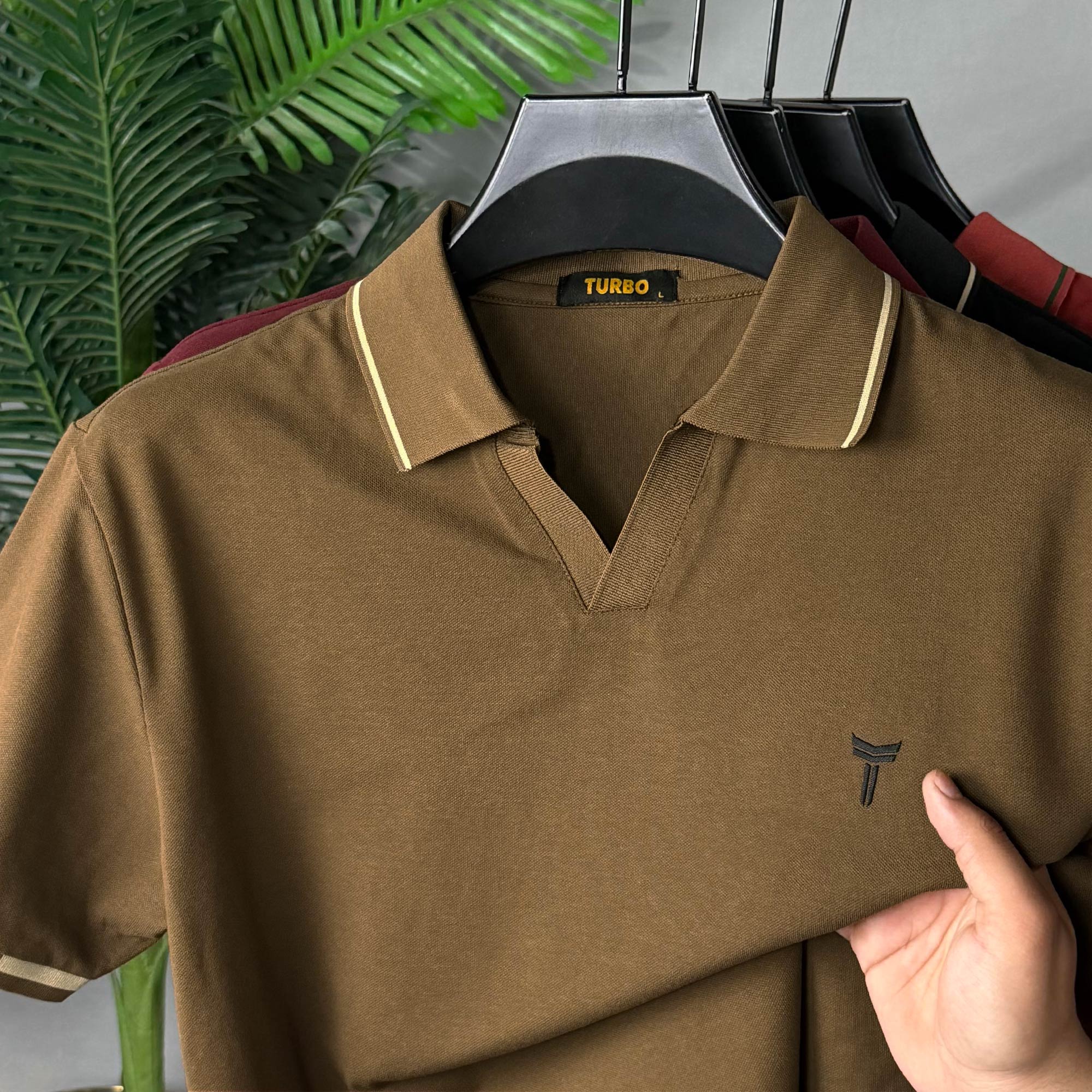 Turbo Waffle Knit Texture Men's Polo T-Shirt