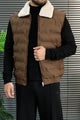 Sherpa Fur Collar Imported Parachute Men's Gilet In Brown