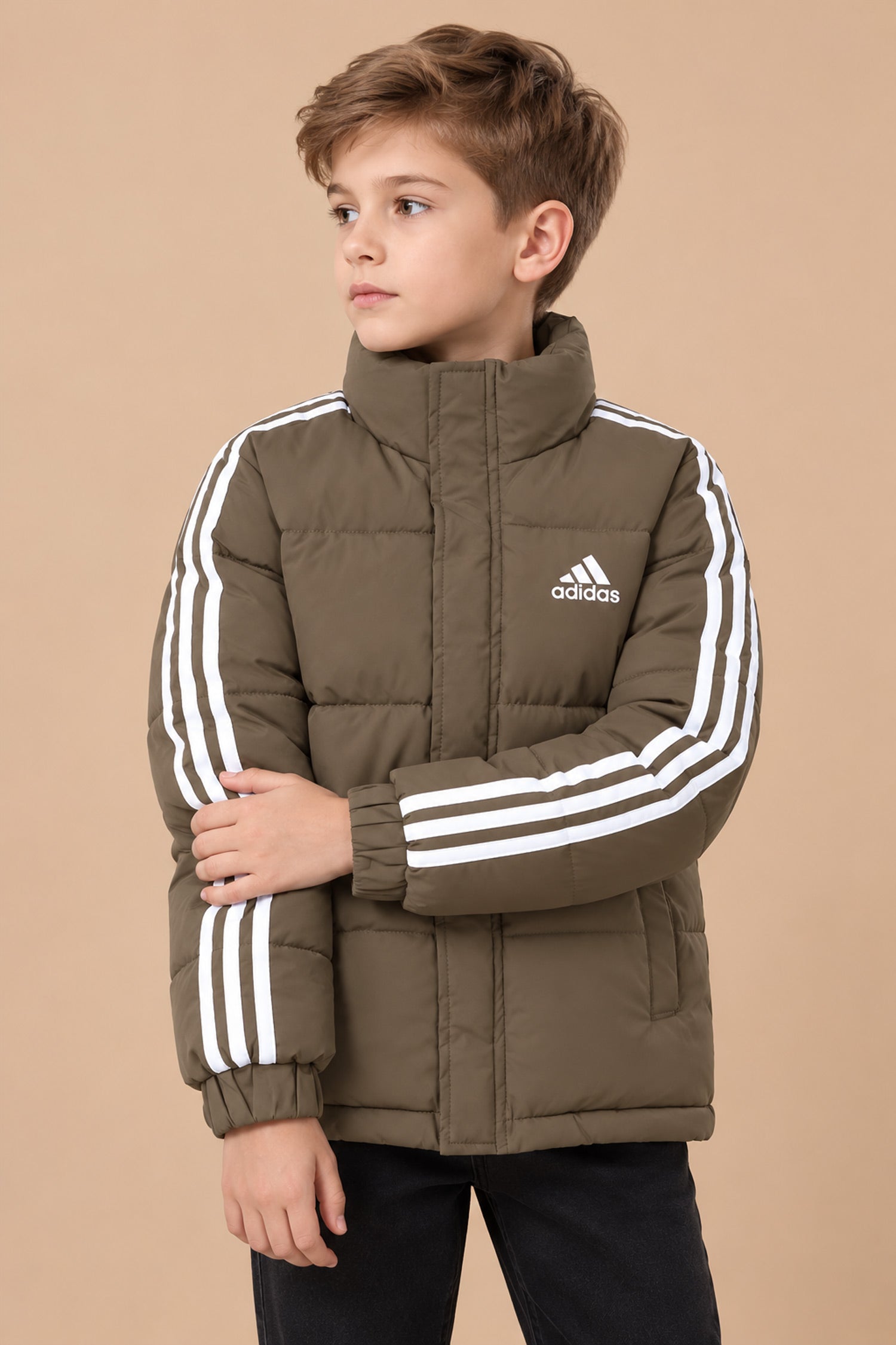 Adds Synthetic Shearling Imported Kid's Puffer Jacket In Brown