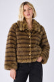 Women Mink Striped Imported Fur Jacket