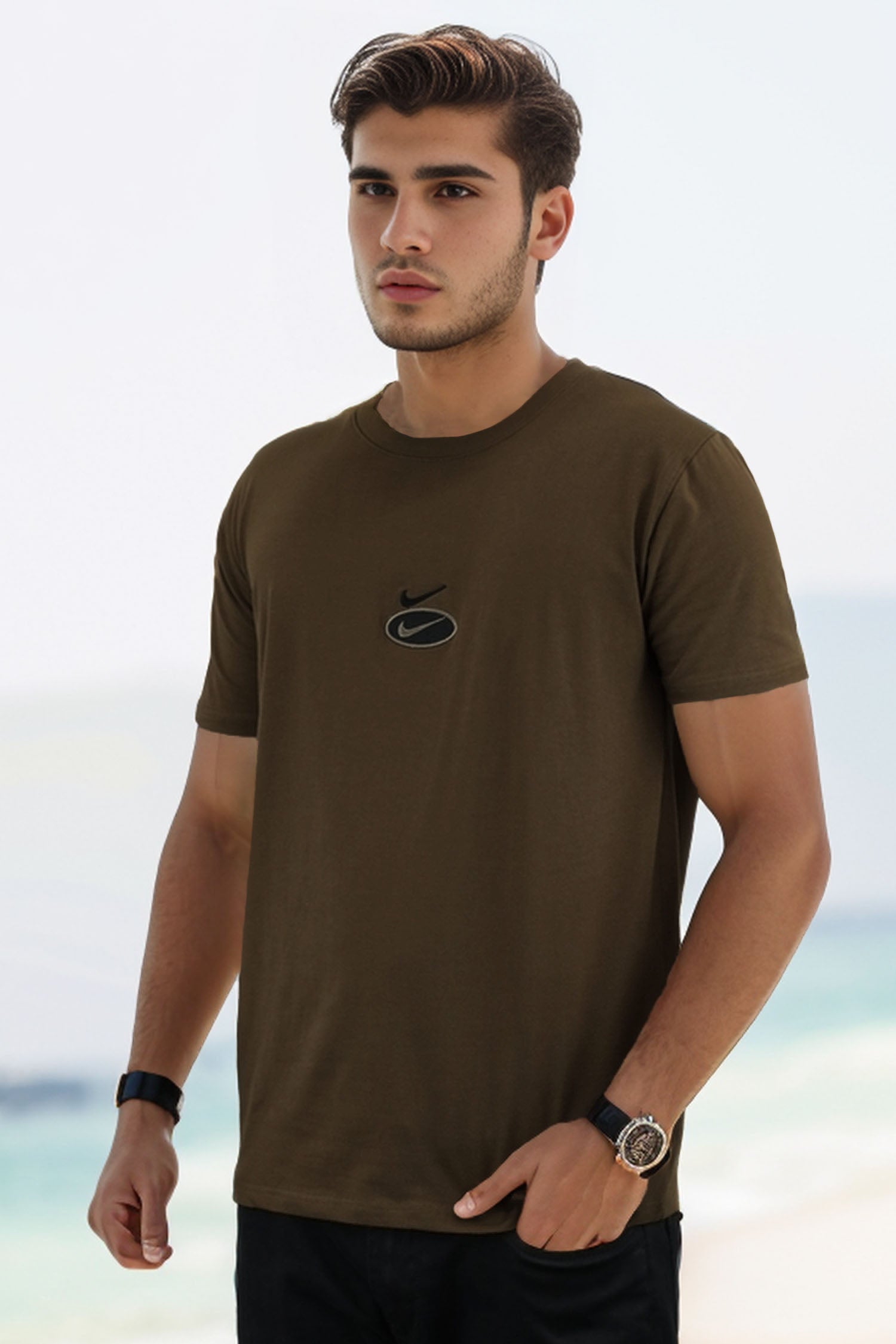 Nke Embroidered Logo Round Neck T-Shirt