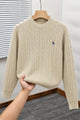 Polo Warm Cable Knit Lining Imported Men's Sweater In Cream