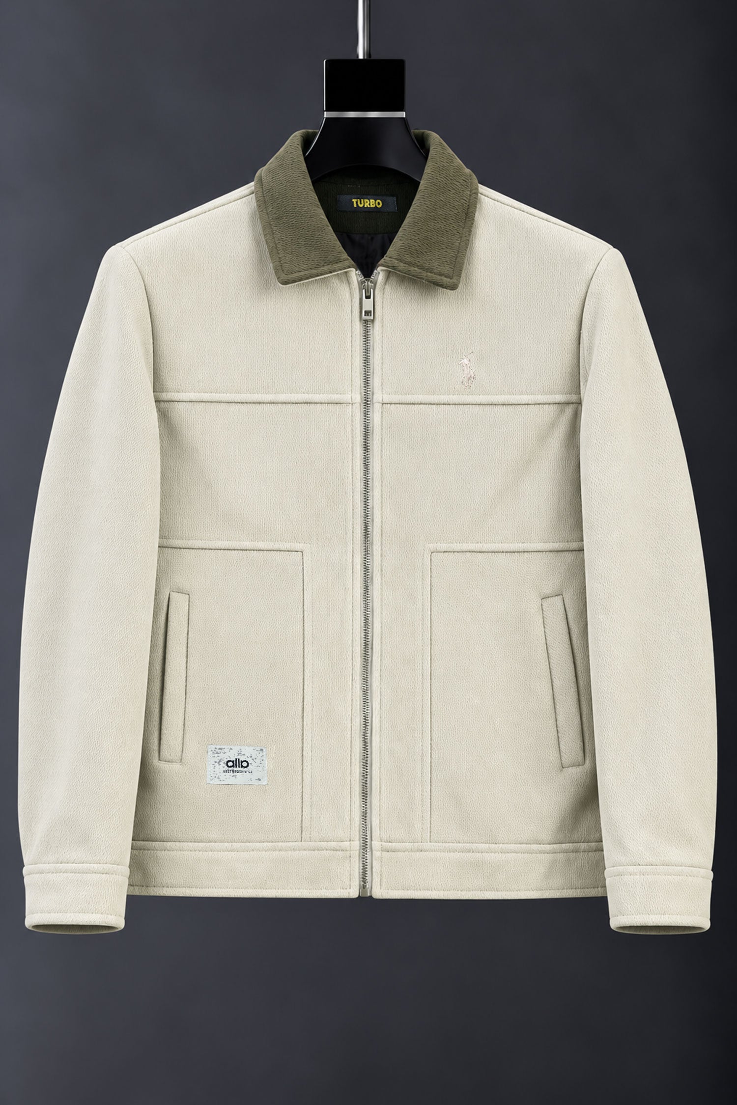 Turbo x Polo Pony Harrington Contrast Collar Imp Men's Wool Jacket In Cream