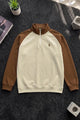 Polo Color-Block Quarter Zip Imported Mock Neck Men's Sweatshirt In Cream