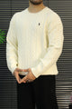 Turbo x Polo Braided Old Money Pattern Imported Men's Sweater In Cream