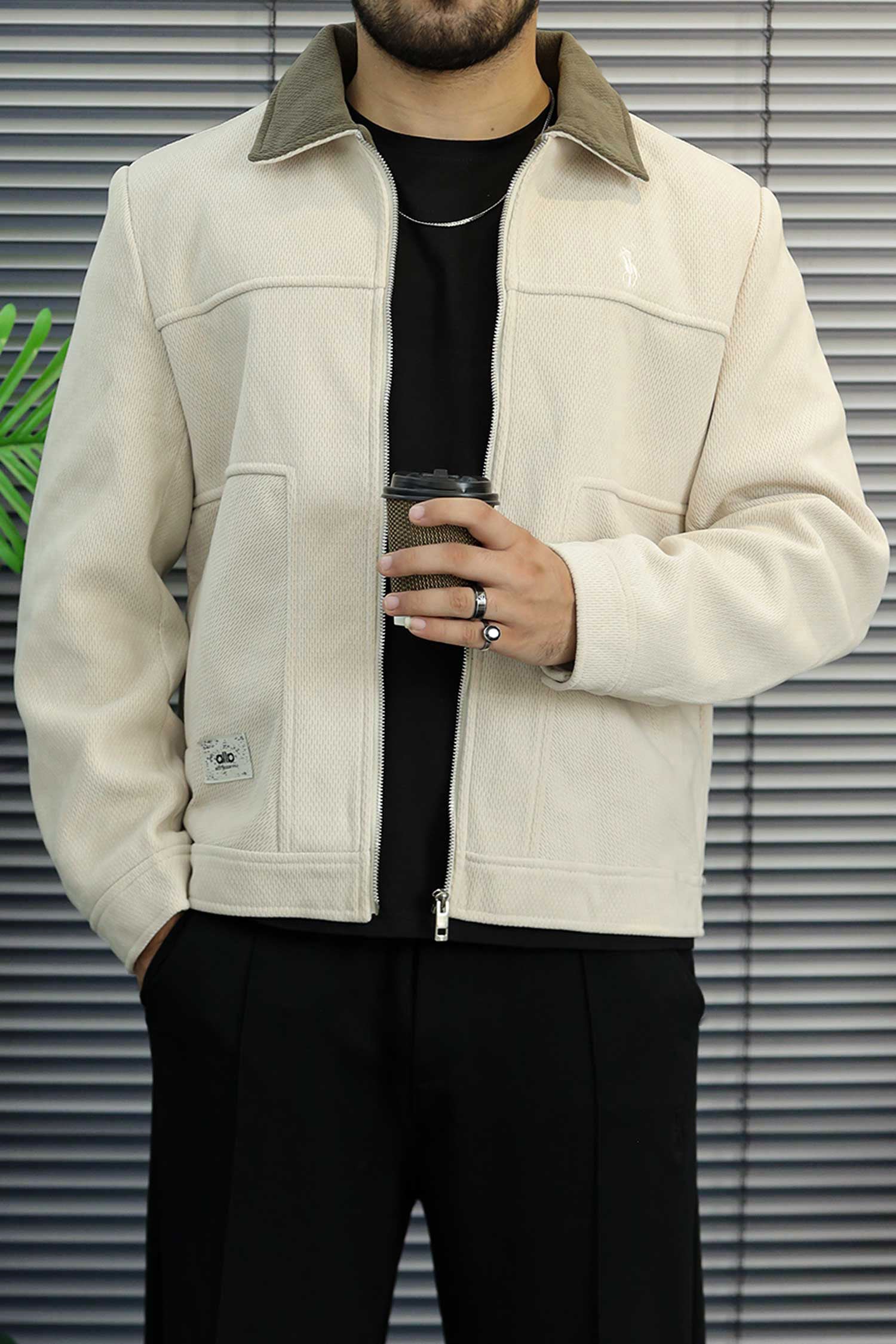 Turbo x Polo Pony Harrington Contrast Collar Imp Men's Wool Jacket In Cream