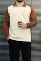 Polo Color-Block Quarter Zip Imported Mock Neck Men's Sweatshirt In Cream