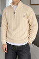 Polo Pony Half-Zip Cable Knit Texture Imported Men's Jumper Sweater