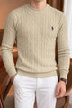 Polo Warm Cable Knit Lining Imported Men's Sweater