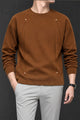 Turbo Geometric Piping Imported Round Neck Men's Sweatshirt In Coffee Brown